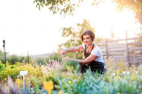 Landscapers sorting garden waste for eco-friendly disposal in Tooting